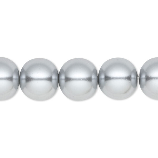 Bead, crystal pearl, silver, 12mm round. Sold per 15-1/2" to 16" strand, approximately 30 beads. image number 0