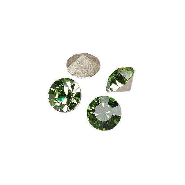 Chaton 48pk peridot foil back, Preciosa MAXIMA Czech crystal rhinestone 8.16-8.41mm 15-cut faceted round SS39 image number 0