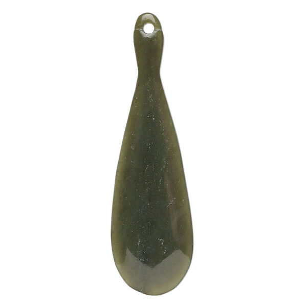 Focal, nephrite jade (natural), 2x2/3 inch hand-cut double-sided paddle, B Grade, Mohs hardness 6 to 6-1/2. Sold individually. image number 0