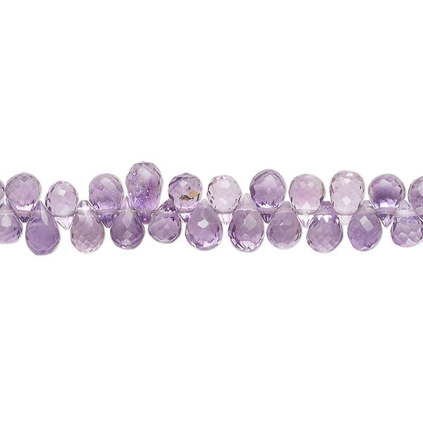 Amethyst 1pkg1, hand-cut top-drilled micro-faceted teardrop bead natural 8 inch 5x4mm-6x4mm image number 0