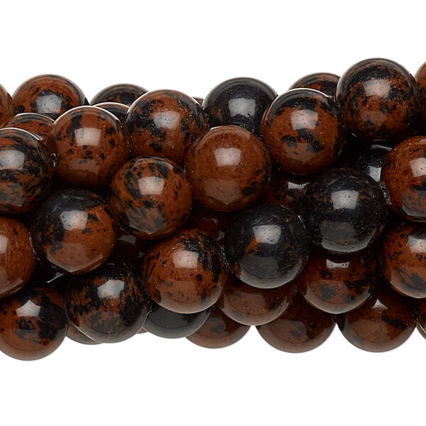 Mahogany obsidian 1pkg10, round bead natural 15.5-16 inch 8mm image number 0