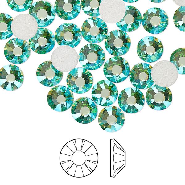 Flat back 288pk Caribbean Sea AB foil back, Preciosa MAXIMA Czech crystal hotfix rhinestone 6.3-6.5mm chaton rose round SS30 image number 0