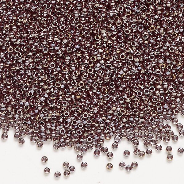 Seed bead, Miyuki, glass, pkg/250g, #15 rocaille, opaque luster gunmetal (RR-436). image number 0