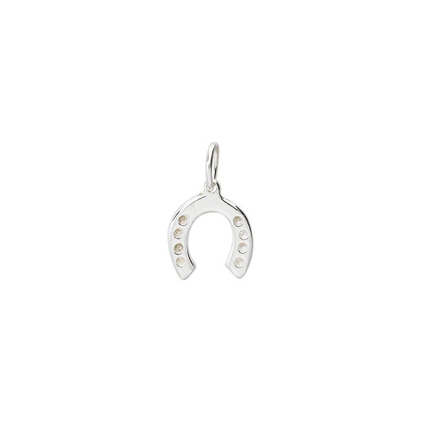Charm, sterling silver, 9.5x7.5mm single-sided horseshoe. Sold per pkg of 4. image number 0