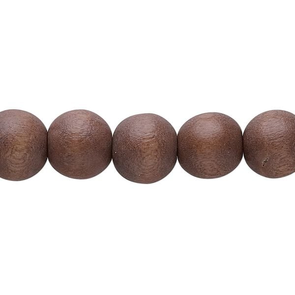Bead, wood (dyed / waxed), mocha brown, 10mm round with 1.4-2.5mm hole. Sold per 15" to 16" strand. image number 0