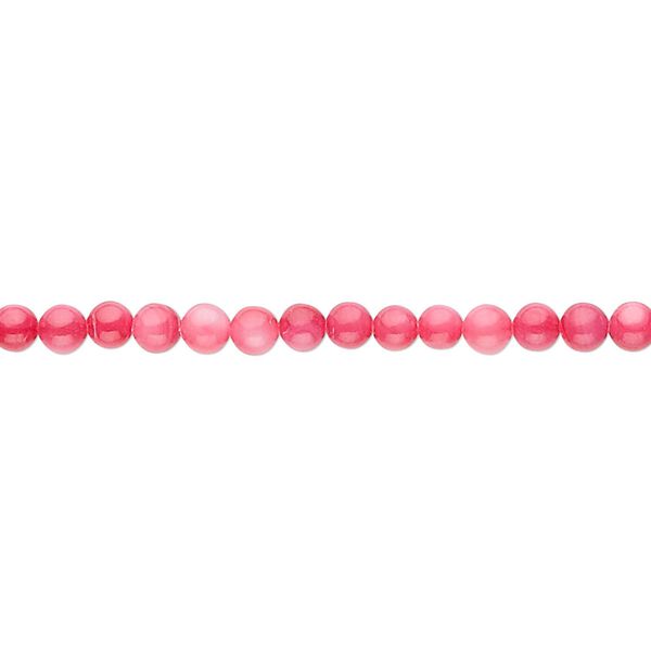 Bead, mother-of-pearl shell (dyed), pink, 3mm round, Mohs hardness 3-1/2. Sold per 15" to 16" strand. image number 0