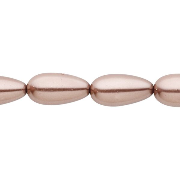 Bead, crystal pearl, brown, 15x7mm-18x8mm teardrop. Sold per 15-1/2" to 16" strand, approximately 20 beads. image number 0