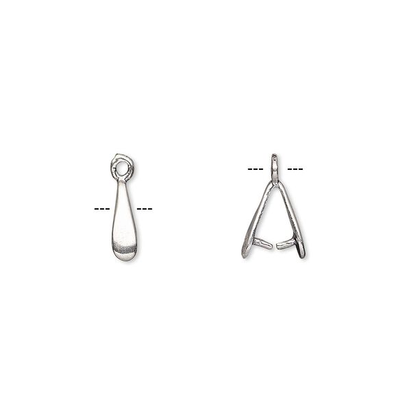 Bail, ice-pick, antique silver-plated brass, 9x2mm plain teardrop, 5mm grip length. Sold per pkg of 2. image number 0