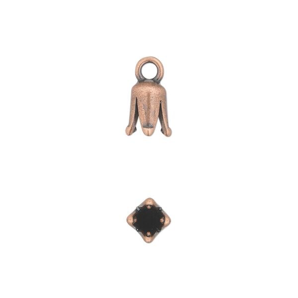 Cord end, JBB Findings, antique copper-plated pewter (tin-based alloy), 8x5mm cone, 3mm inside diameter. Sold per pkg of 2. image number 0