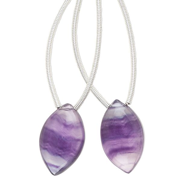 Rainbow fluorite 1pkg2, hand-cut top-drilled puffed marquise bead natural 18x11mm image number 0