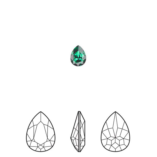Fancy stone 2pk majestic green foil back, Crystal Passions® 6x4mm pear 4320 image number 0