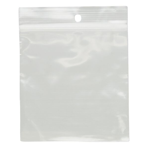 Bag, Tite-Lip™, plastic, clear, 3-inch top zip with hole. Sold per pkg of 1,000. image number 1