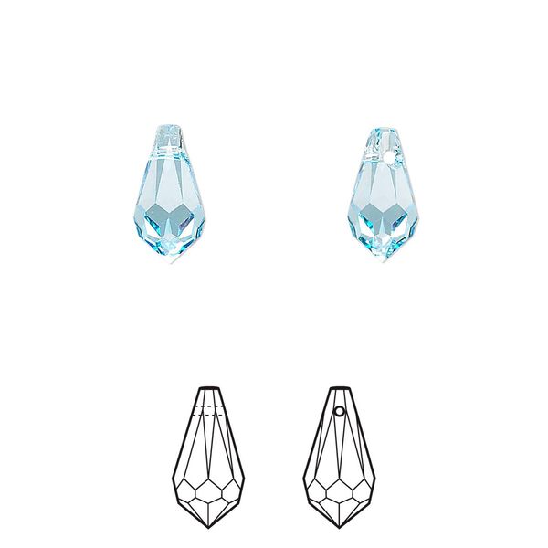 Drop 4pk aquamarine, Crystal Passions® 11x5.5mm pendant teardrop 6000 image number 0