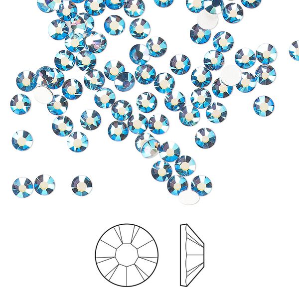 Flat back 144pk denim blue AB foil back, Preciosa MAXIMA Czech crystal rhinestone 3-3.2mm chaton rose round SS12 image number 0