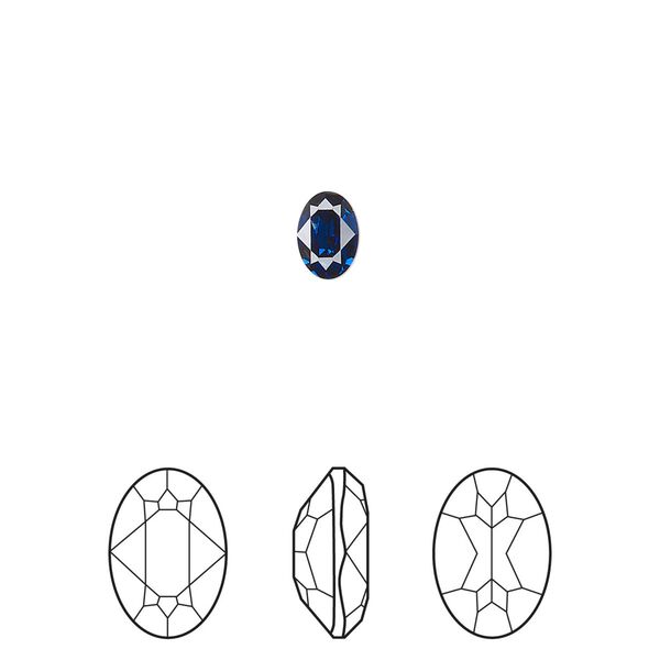 Fancy stone 360pk dark sapphire foil back, Swarovski® ReCreated™ 6x4mm oval 4120 image number 0