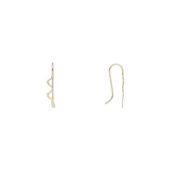 Ear wire, 14Kt gold-filled, 22mm left- and right-facing wavy line with closed loop, 22 gauge. Sold per pair. image number 0