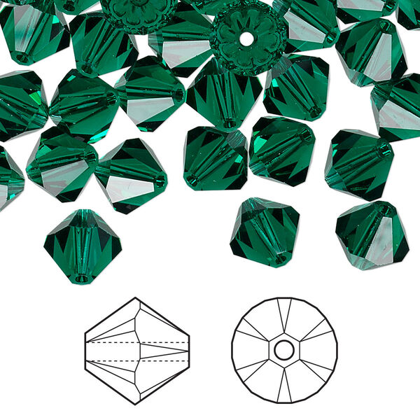 Bead 72pk emerald, Crystal Passions® 8mm bicone 5328 image number 0