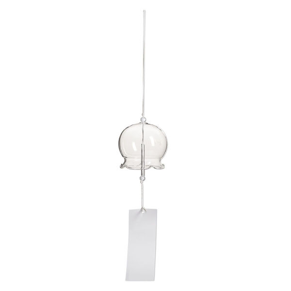 Wind chime, glass/rayon/paper, clear, 2-3/4x2-2/3-inch fluted dome with acrylic beads. Sold individually. image number 0