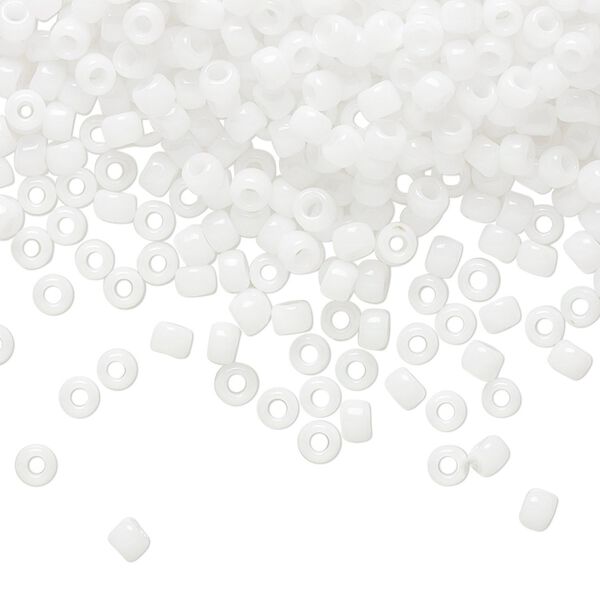 Seed bead, TOHO BEADS®, glass, pkg/7.5g, #8 round, opaque white (TR-08-41). image number 0