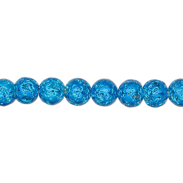 Lava rock 1pkg1, electrocoated round bead 15.5-16 inch 6-7mm image number 0