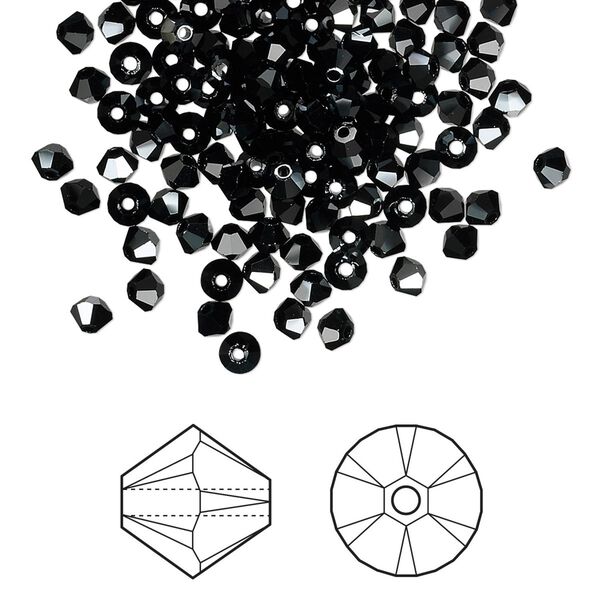Bead 48pk jet hematite, Crystal Passions® 3mm bicone 5328 image number 0