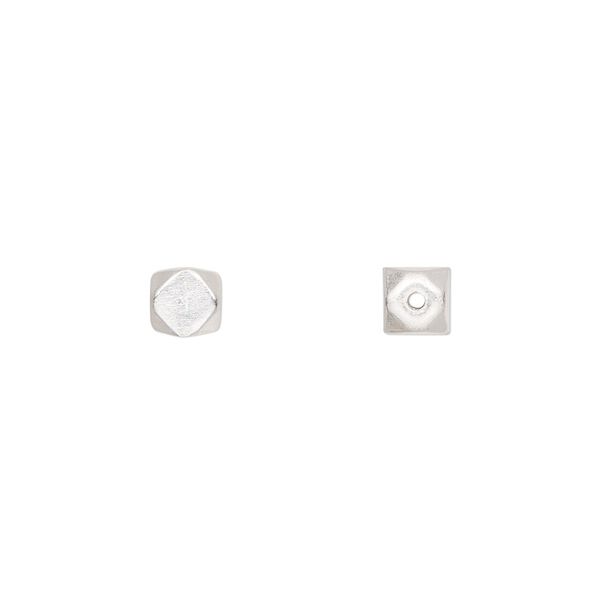 Bead, sterling silver, 6x6mm rounded square. Sold per pkg of 30. image number 0