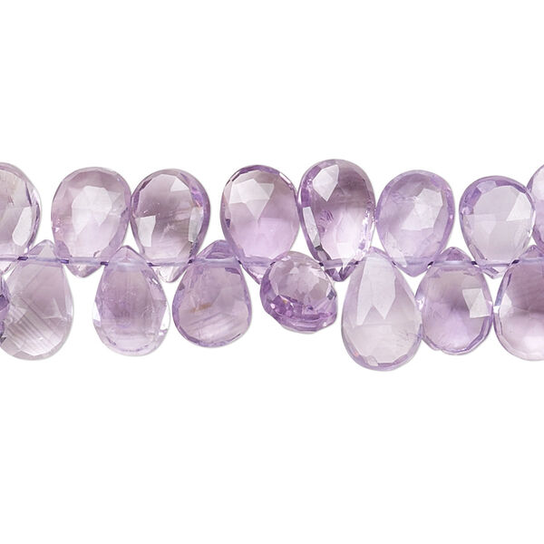 Lavender amethyst 1pkg1, hand-cut top-drilled faceted puffed teardrop bead natural 8 inch 8x6mm-11x7mm image number 0