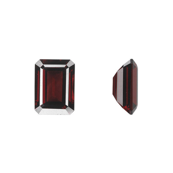 Almandite garnet 1pkg1, hand-cut faceted emerald-cut gem natural 14x10mm image number 0