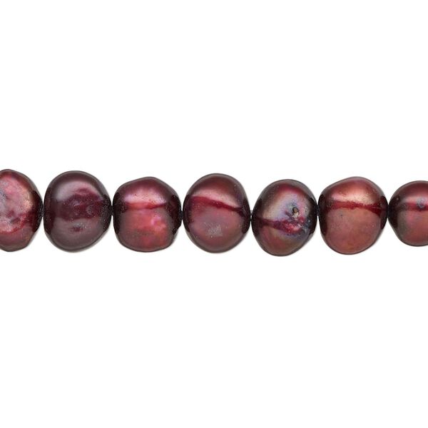 Pearl, cultured freshwater (dyed), black cherry, 8-9mm flat-sided potato, D grade, Mohs hardness 2-1/2 to 4. Sold per 15-inch strand. image number 0