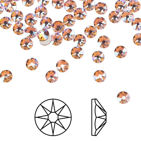Flat back 1440pk light rose shimmer foil back, Swarovski® 3.8-4mm rose round SS16 2088 image number 0