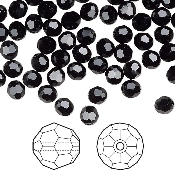 Bead 720pk jet, Swarovski® 5mm round 5000 image number 0