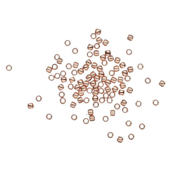 Crimp, copper-plated brass, 2x1.5mm round, 1.2mm inside diameter. Sold per pkg of 100. image number 0