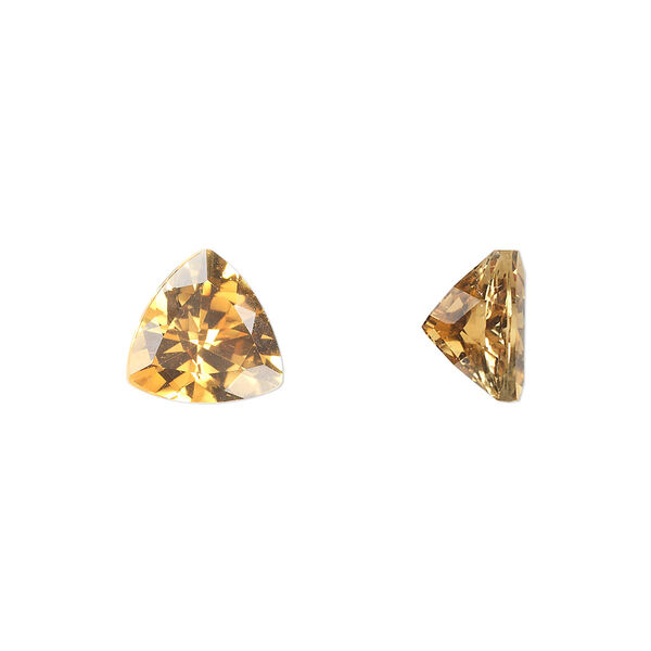 Citrine 1pkg1, hand-cut faceted triangle gem 9mm image number 0