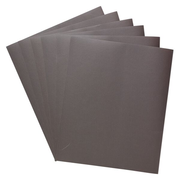Sandpaper, silicon carbide, grey, 600 grit, 11x9-inch rectangle. Sold per pkg of 3. image number 0