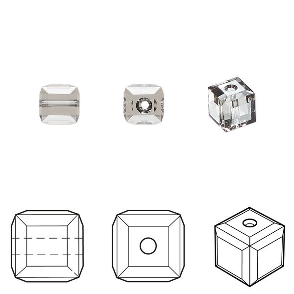Bead 144pk black diamond, Swarovski® 6mm cube 5601 image number 0