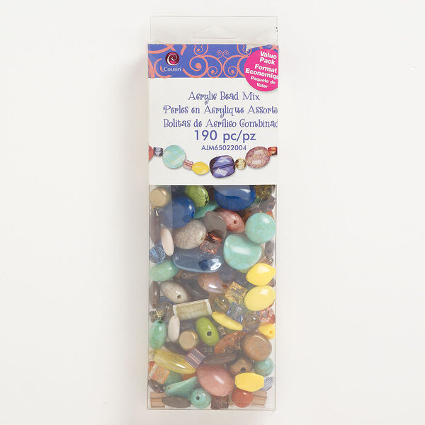 Bead mix, acrylic, opaque to transparent mixed colors, 7-29 x18mm mixed shapes. Sold per pkg of 190. image number 0