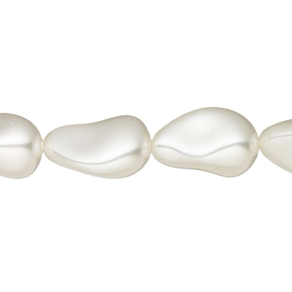 Pearl 10pk white, Crystal Passions® 16x11mm baroque drop 5843 image number 0