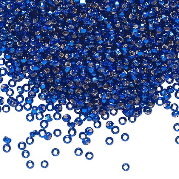Seed bead, Preciosa Ornela Czech glass, pkg/500g, #11 rocaille, transparent silver-lined sapphire blue, (67300). image number 0