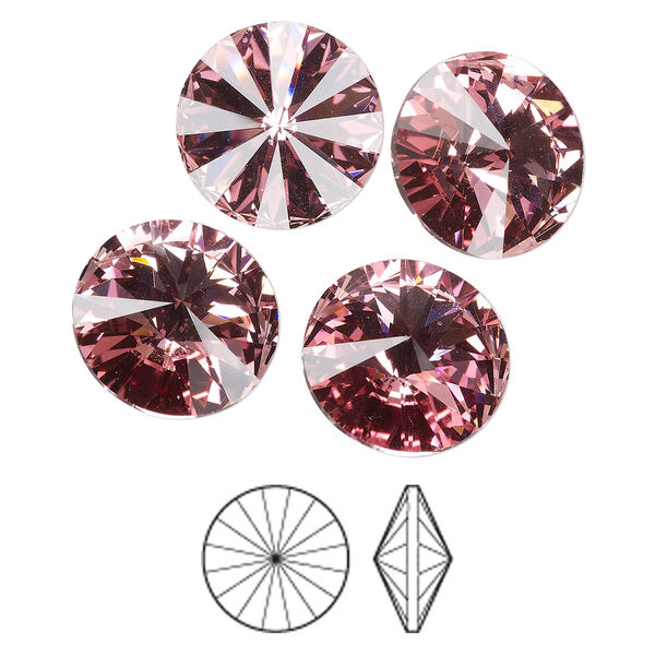 Chaton 4pk light rose foil back, Preciosa MAXIMA Czech crystal rhinestone 14mm rivoli image number 0