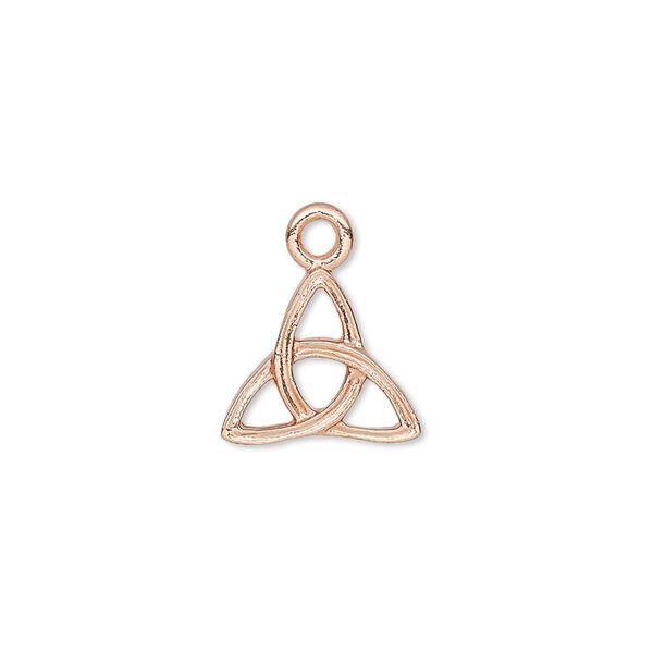 Drop 1pkg4 brass, 13x12mm triple Celtic knot, copper plate image number 0