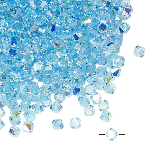 Bead 720pk aquamarine AB, Preciosa Czech crystal 4mm bicone image number 0