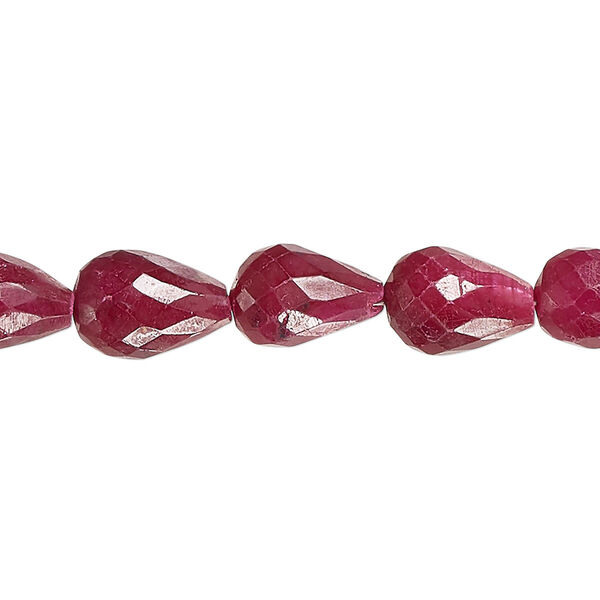 Indian ruby 1pkg1, hand-cut faceted teardrop bead 15 inch 8x6mm-12x8mm image number 0
