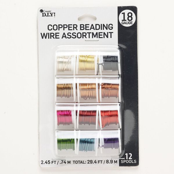 Wire assortment, copper, pkg/(12) 2.45 feet, assorted colors, round, 18 gauge. image number 0
