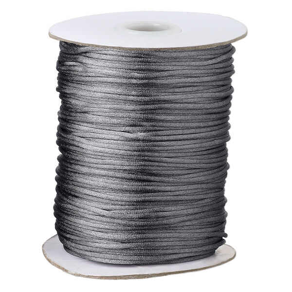 Cord, Satinique™, satin, dark grey, 1.5mm small. Sold per 400-foot spool. image number 0
