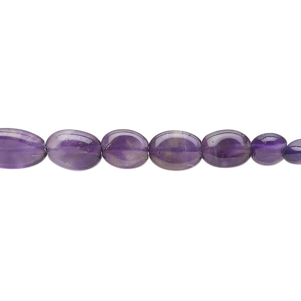 Amethyst 1pkg1, hand-cut puffed oval bead natural 13 inch 8x6mm-11x8mm image number 0