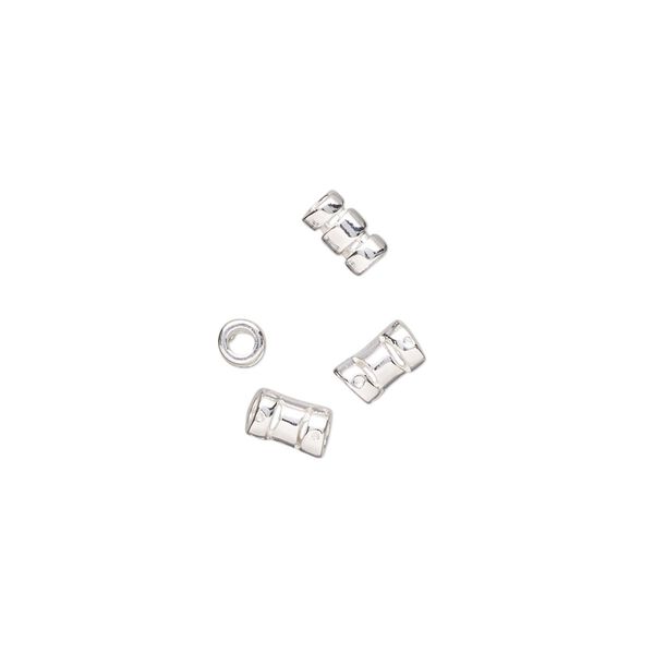 Crimp, sterling silver, 5.5x3mm tube with 1.7mm inside diameter. Sold per pkg of 4. image number 0