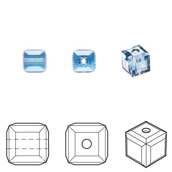 Bead 48pk cool blue, Crystal Passions® Regenerated 6mm cube 5601 image number 0
