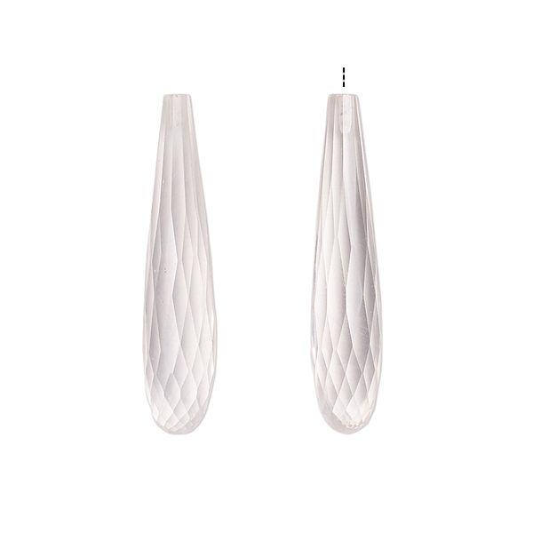 Rose quartz 1pkg2, hand-cut half-drilled faceted teardrop bead natural B grade, 27x5mm-28x6mm image number 0