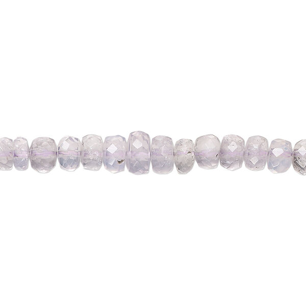 Lavender quartz 1pkg1, hand-cut faceted rondelle bead natural 17 inch graduated 4x2mm-7x5mm image number 0