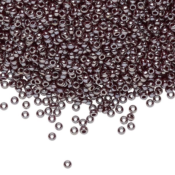 Seed bead, Miyuki, glass, pkg/250g, #11 rocaille, opaque luster gunmetal, (RR-436). image number 0